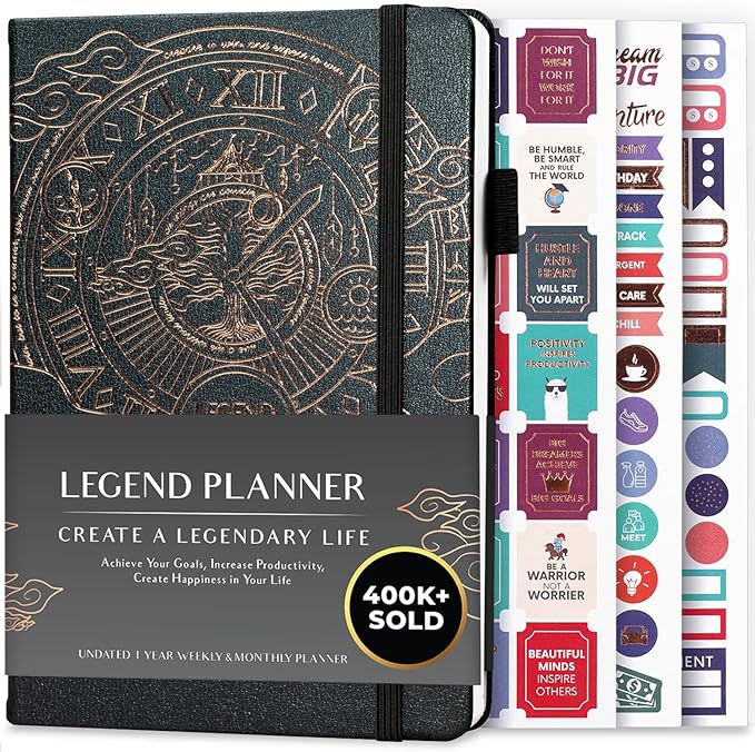 Legend Planner – Weekly & Monthly Life Planner to Hit Your Goals & Live Happier. Organizer Notebook & Productivity Journal. A5 (Mystic Gray)