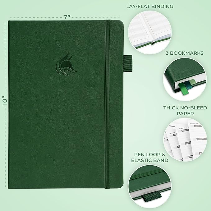 Clever Fox Planner Large – Undated Weekly & Monthly Planner for Productivity, Time Management & Goals – Organizer Journal – 7x10” (Forest Green)