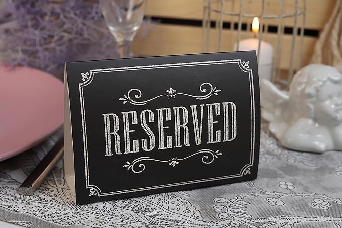20 Pack Rustic Reserved Table Sign - Reserved Signs For Wedding - Black Chalkboard Reserved Signs - Wedding Accessories - Tent Cards For Reserving Seats & Places - Place Cards for Party