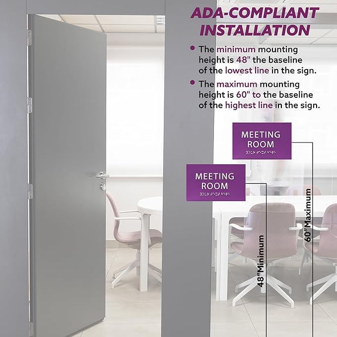 ADA CENTRAL SIGNS - 6" X4" Meeting Room Sign - ADA Compliant Tactile Graphics Grade 2 Braille Text Acrylic Wall Sign | Privacy, Interview, Room Name Sign for Schools, Hospitals, Offices, & Apartments