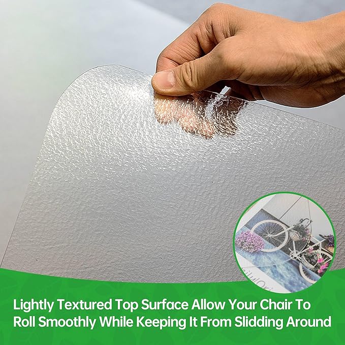 100pointONE Office Chair Mat for Hardwood Floors, Easy Glide Computer Chair Mat, Clear Floor Protector for Chairs 48" x 48"