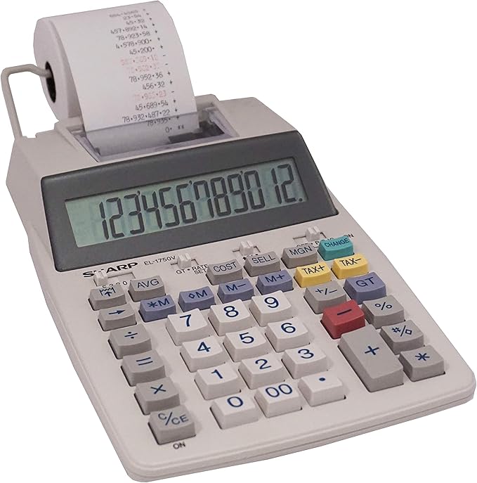 Sharp EL-1750V Two-Color Printing Calculator 2 Lines/Sec 3" Black/Red