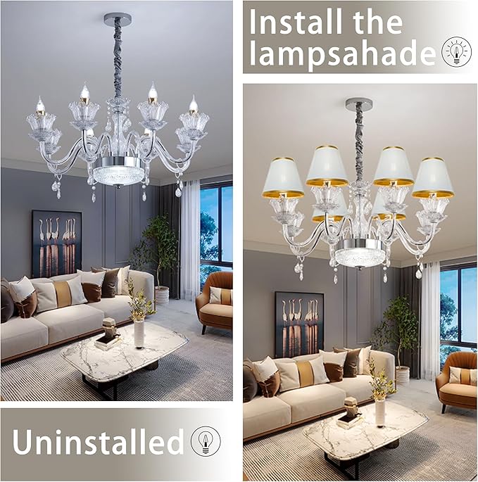 TAaMTYH small lamp shade chandelier shades set of 6，Fabric Lampshade for Wall Lamp，chandelier shades，small tadle lamps，For Cutting Edge bulbs, Clip-on Fitter Lampshade，3" X 6" X 5"