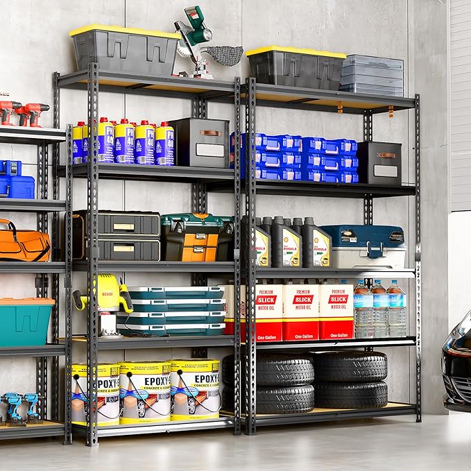 LEVELEVE 5-Tier Storage Shelving Unit, 2020 lbs Capacity, Heavy Duty Adjustable Metal Utility Shelf, 48" L x 18" W x 73" H for Garage, Kitchen, Pantry, Basement, Bathroom, Laundry, 4 Pack