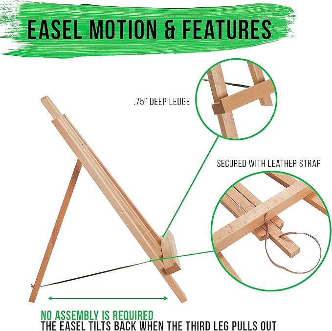 U.S. Art Supply 14" Medium Tabletop Display Easel - Beechwood Artist A-Frame Display Stand, Wooden Easel for Painting, Canvas Stand, (Pack of 1) Classrooms Events Photo Picture Sign Holder