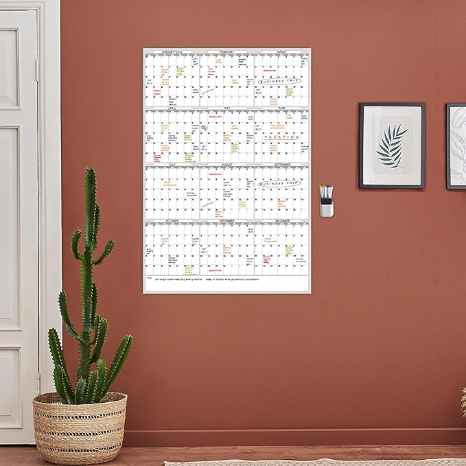 Dry Erase Wall Calendar - 38x26 Inches - Blank Undated Yearly Calendar - Whiteboard Premium Laminated Planner - Reusable Laminated Office Jumbo 12-Month Calendar (Vertical)