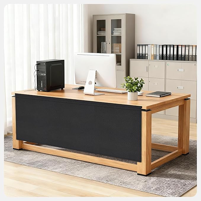 EcoBrisa 48" Under Desk Privacy Panel Self-Adhesive Modesty Panel Stand Up Desk Modesty Panel for Home Office or Standing Workstation, Black