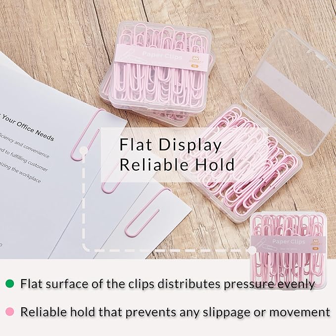 NEEWAY Colorful Large Paper Clips, 2 Inch Jumbo Paper Clips, 150 Count, 3 Pack of 50 (Light Pink)