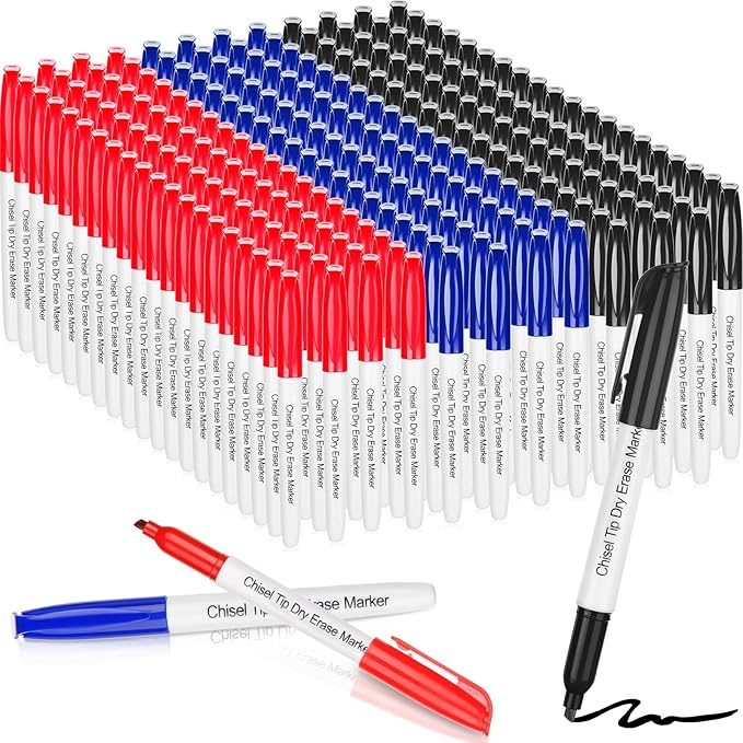 Sepamoon 240 Pack Dry Erase Markers Bulk Chisel Tip Whiteboard Markers Pens Low Odor for Office Home(Black, Blue, Red)