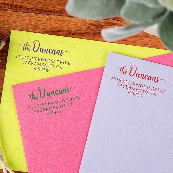 The Duncans Personalized Address Stamp | Envelope Return Address Stamps for Couples and Families | Custom Gift (1, Wood Handle)