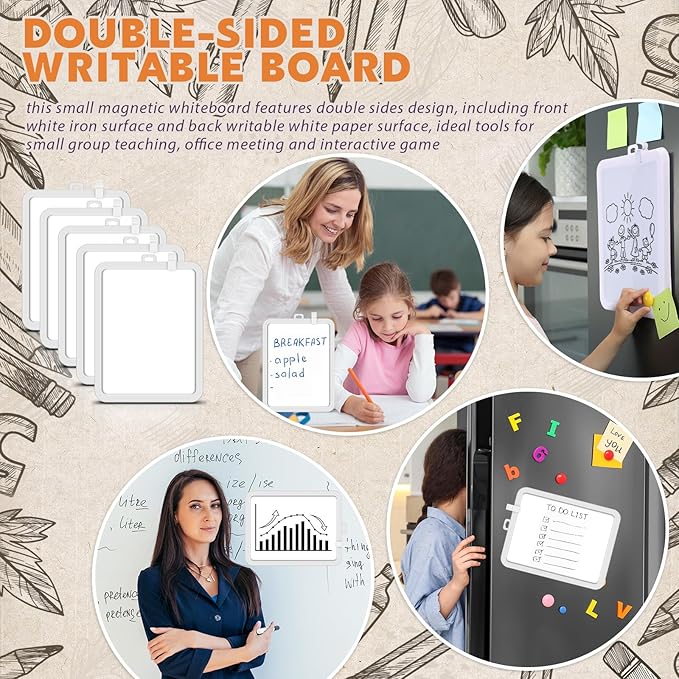 Outus 10 Pcs Dry Erase Mini White Boards Bulk 8.5 x 11'' Small Magnetic Whiteboard Double Sided Colored Writing Boards for Kids Students Locker Fridge(White)