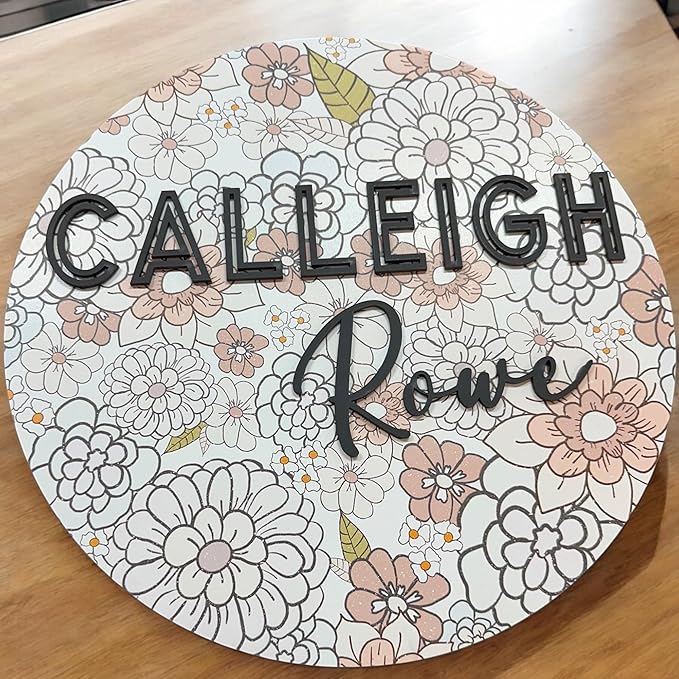 Baby Shower Sign, Newborn Girl Nursery Decor, Infant Room Sign, Girls Room Sign, Home Decor for infant Girl, Baby Girl Gift, Newborn Gift (Floral)