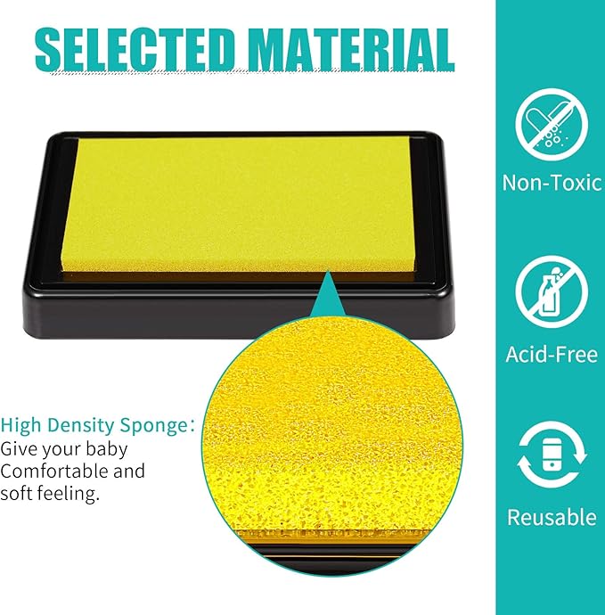 Outus 6 Pieces Reusable Ink Pad for Baby Footprint Handprint Paw Print, Non-Toxic Ink Pad, Feet and Hands Stamp for Boys and Girls Christmas New Year, 6 Colors(Fresh Color)