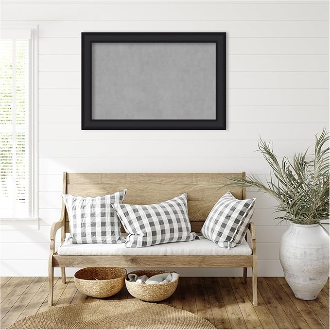Amanti Art Black Framed Magnetic Board 25x37 Large Vision Board for use with Magnets, 100% Metal Sheet to Display Items as Office Decor or for Home Organization in mudroom, Kitchen or Kids Room
