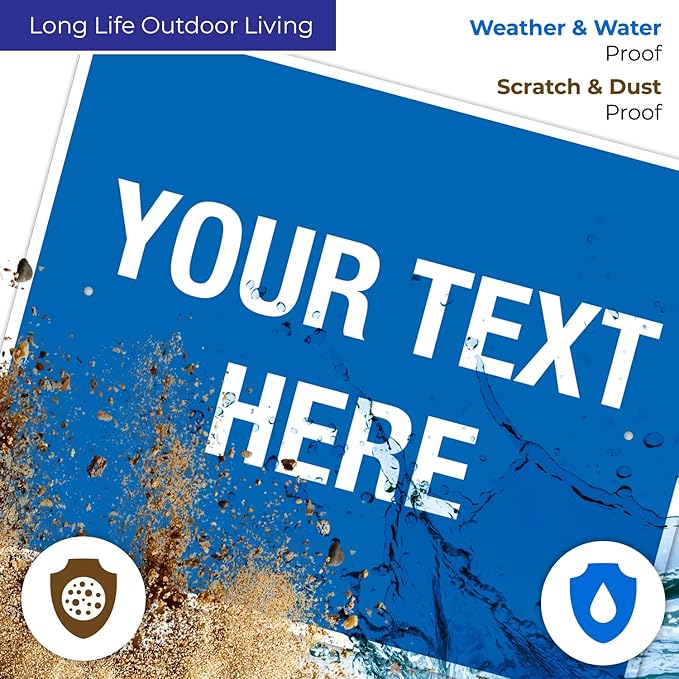 Personalized Custom Blue Background Customize for Office, Business, Workplace, Home, Airbnb, Delivery Sign, 24x30 Inches, Rust Free .063 Aluminum, Fade Resistant, Made in USA by Sigo Signs