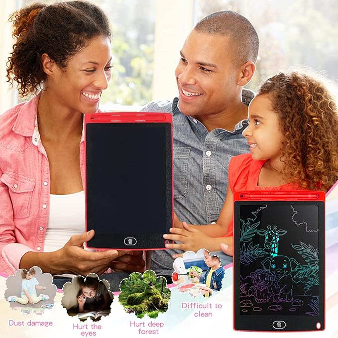 Tinlade 12 Pack LCD Writing Tablets for Kids, 8.5 Inch Erasable Doodle Boards Portable Electronic Drawing Pads, Learning Bulk Toys Gifts for Christmas School(Pink, Green, Red, Blue)
