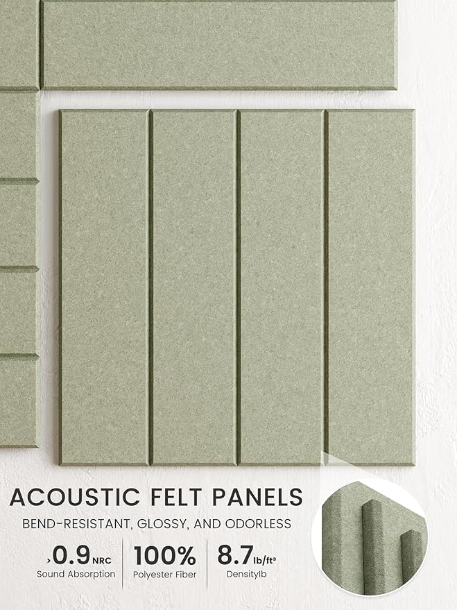 Bumusty Large Cork Board Alternative-47 x35 Felt Bulletin Board Tiles, with 30 Pushpins, 70 Adhesive Tabs, 12-Pack Slat Wall Paneling, Cork Boards for Office Push Pin Board Felt Board-Sage