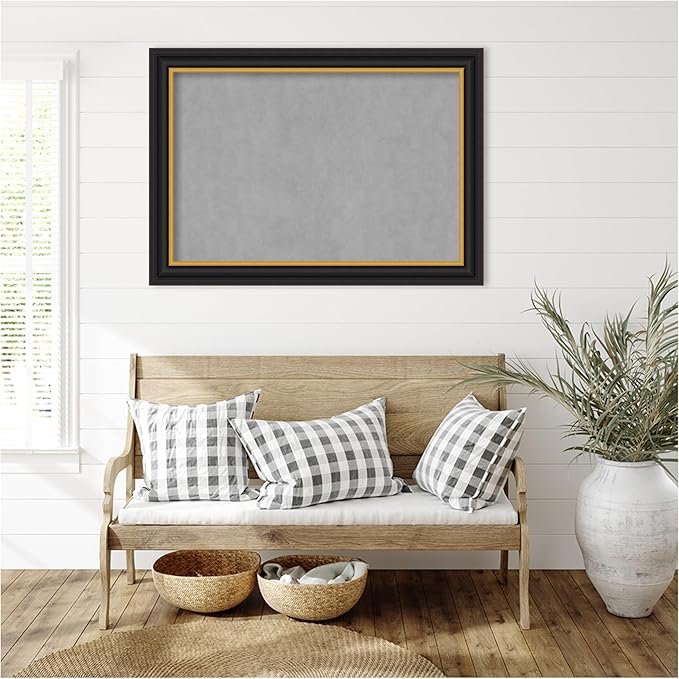 Amanti Art Black Framed Magnetic Board 30x42 Large Vision Board for use with Magnets, 100% Metal Sheet to Display Items as Office Decor or for Home Organization in mudroom, Kitchen or Kids Room