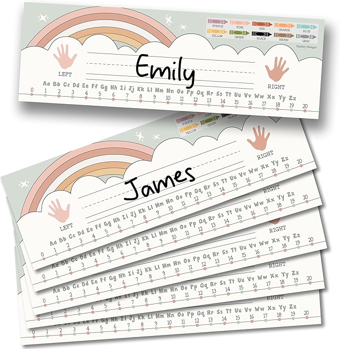 Desk Name Tags for Classroom – 36 Student Name Plates for Classroom Kindergarten, Preschool, 1st, 2nd & 3rd Grade, 14.5 x 4in Teacher Nameplates for Student Desks, Boho Nametags