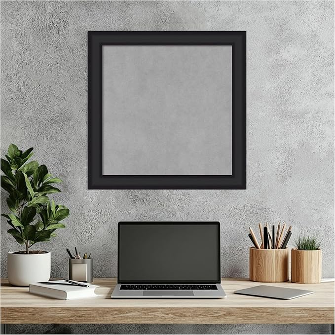 Amanti Art Black Framed Magnetic Board 19x19 Small Vision Board for use with Magnets, 100% Metal Sheet to Display Items as Office Decor or for Home Organization in mudroom, Kitchen or Kids Room
