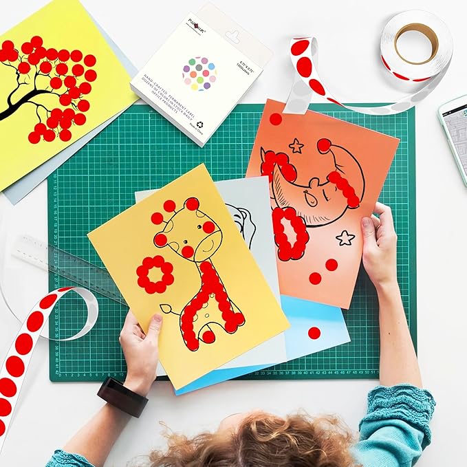 PARLAIM 3/4 Inch Roll Color Coding Labels,4000 per/4 Rolls Round Adhesive Color Coding Circle Dot Stickers for Office Home (Red)