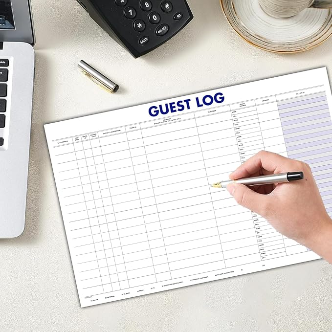 Guest Log Book for Automotive Dealerships – Customer Sign-in Tracking Log – 17" × 11" Visitor Registration Book – 100-Sheet Pad for Auto Service Centers, Repair Shops, Lead Management - 3 Pad