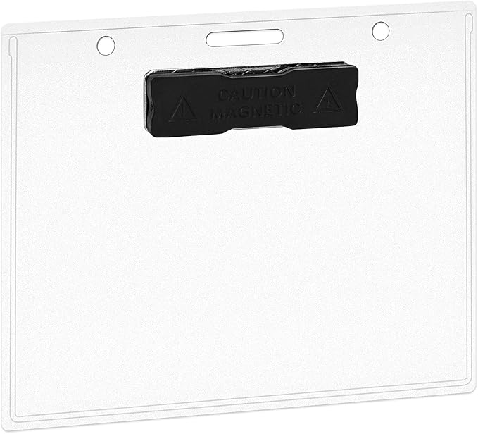 Amazon Basics Horizontal Magnetic Name Badge Holder - 100 Pack, Clear