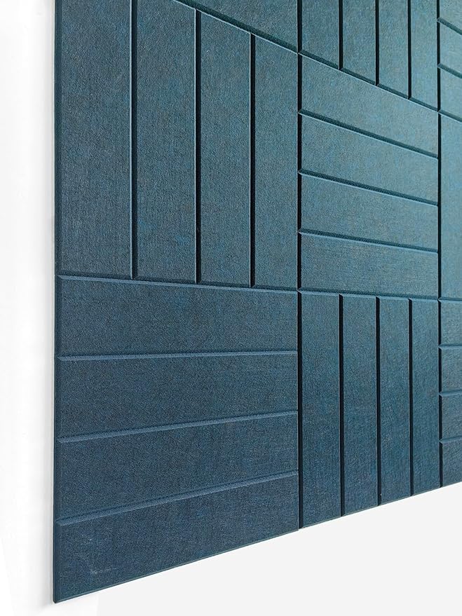 DECORITA Felt Bulletin Board Tiles | Modern Cork Board Alternative | Large Cork Boards for Walls | Aesthetic Felt Wall Panels for Office & Home Decor | Pinboard & Photo Board (12-Pack) | Prussian Blue