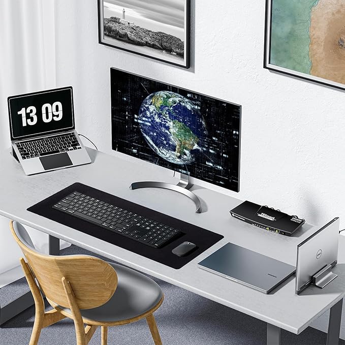 Reniteco Waterproof Large Gaming Mouse Pad with Durable Stitched Edges, Non-Slip Rubber Base, Grainy Jacquard Mouse Mat Desk Pad for Home Office Gaming, 35.4''x15.7''x0.12'', Matte Black