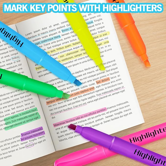 YEGEER Highlighters, Chisel Tip Dry-Quickly Highlighter Markers, 150 Count-6 Assorted Colors Highlighters Bulk Pack for Adult Kids, Office Classroom Must Have, School Supplies for Teachers