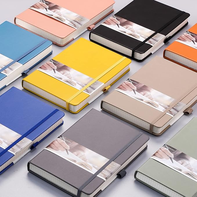 EMSHOI Graph Paper Notebook - 256 Pages A5 Graph Notebook/Journal, Hard Cover, 120gsm Thick Paper, Smooth PU Leather, Inner Pocket, 5.75'' × 8.38''-GrayBlue