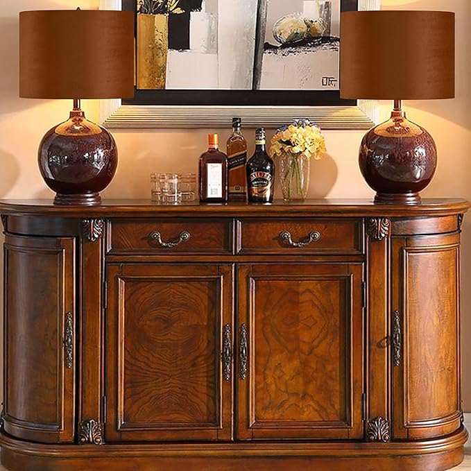 GO&SO 1 PCS Burnt Orange Velvet Drum Lamp Shade,Modern Replacement Lamp Shades 13" Top x 13" Bottom x 10" High(Spider) Medium Fabric Lampshade for Table Lamp,Floor,Bedside -Assembly Require