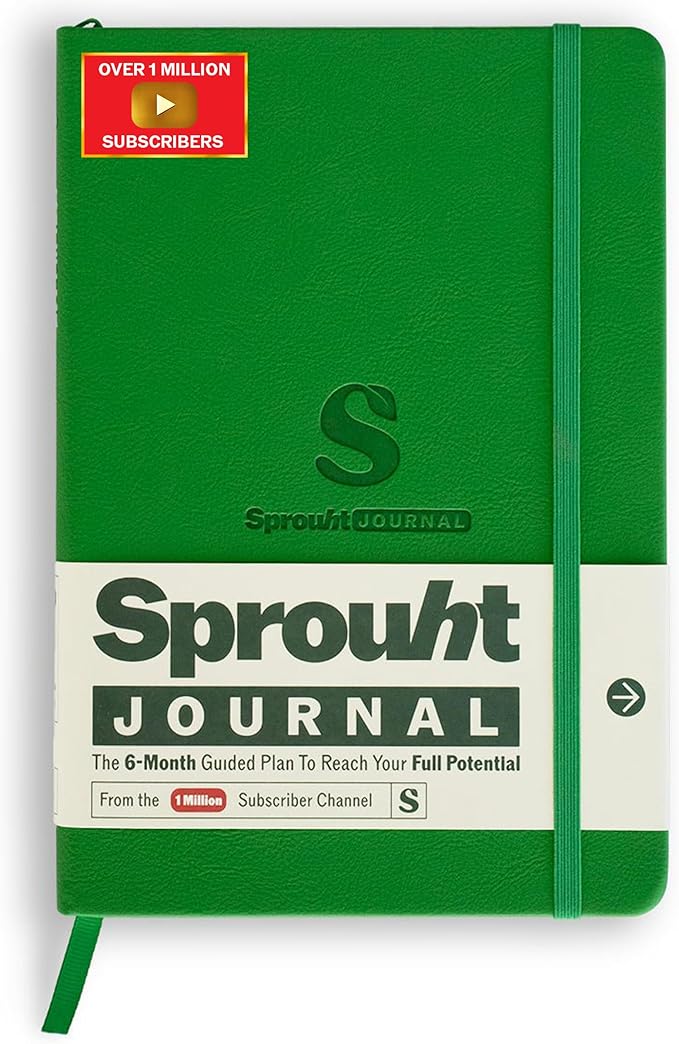 Sprouht Guided Journal for Goal Setting | 6-Month Life Planner with Daily, Weekly & Monthly Tracking | Personal Growth & Life Clarity System | Undated Productivity Daily Journal for Men & Women