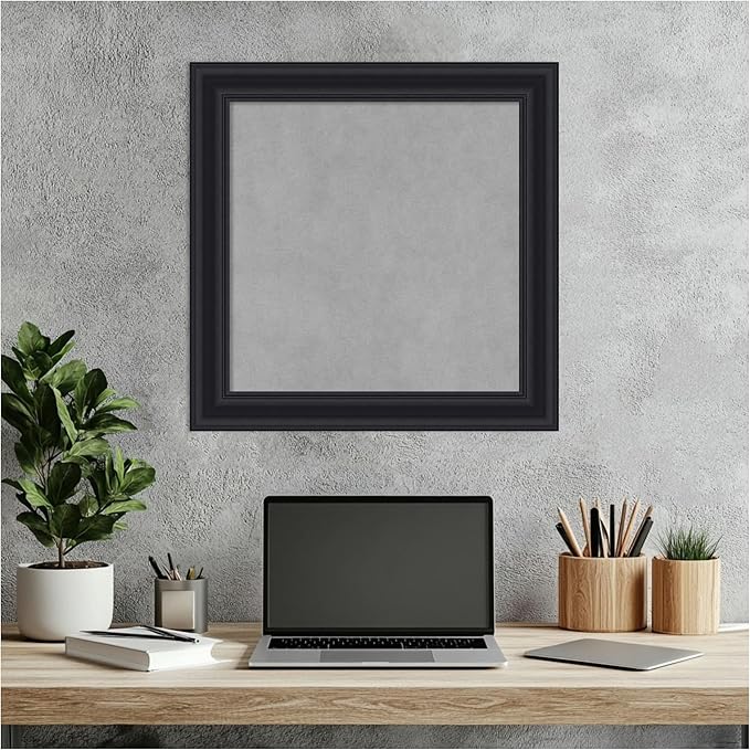 Amanti Art Black Framed Magnetic Board 20x20 Small Vision Board for use with Magnets, 100% Metal Sheet to Display Items as Office Decor or for Home Organization in mudroom, Kitchen or Kids Room