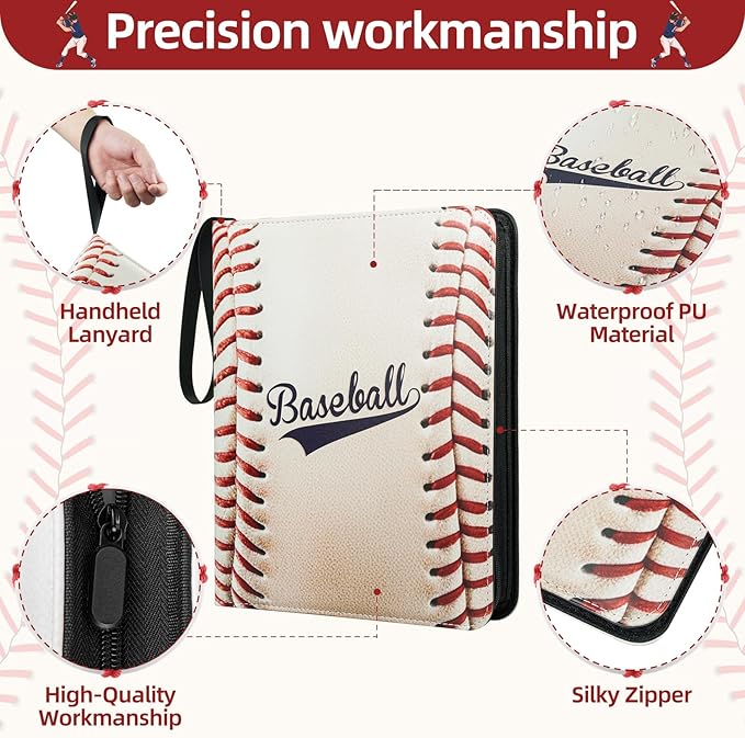 1080 Pockets Baseball Card Binder 9 Pocket, Trading Card Binder With 60 Removable Sleeves, Baseball Card Holder Sports Card Collection Binder Top Loader Binder For MTG, TCG, Game Gifts For Boys