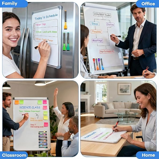 SUQJOY Magnetic Dry Erase Markers with Eraser Caps, Fine Tip 1-2mm, Low Odor Quick Dry Ink, 12 Colors, Whiteboard Marker Set for Fridge Calendar Office, 12 Count