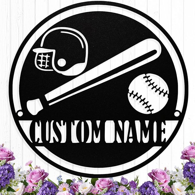 Personalized Baseball Metal Sign Custom Name Sign Baseball Player Gift Boys Room Decor Softball Lover Present Sports Wall Art Decorations Gift for Team,Dad,Husband,Son