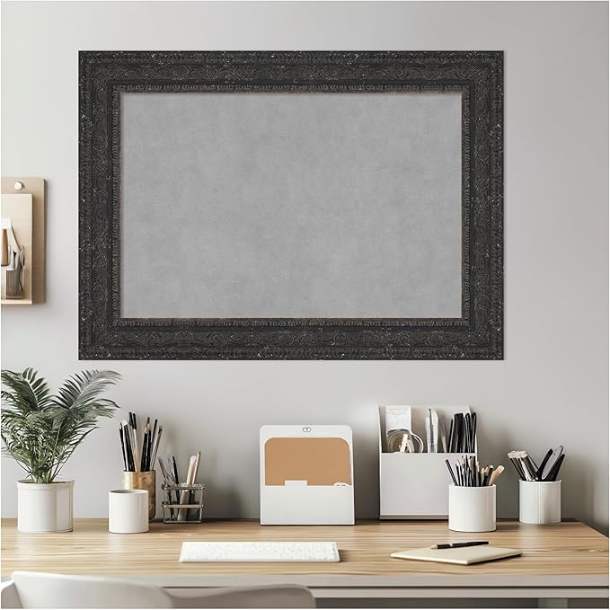 Amanti Art Black Framed Magnetic Board 21x29 Medium Vision Board for use with Magnets, 100% Metal Sheet to Display Items as Office Decor or for Home Organization in mudroom, Kitchen or Kids Room