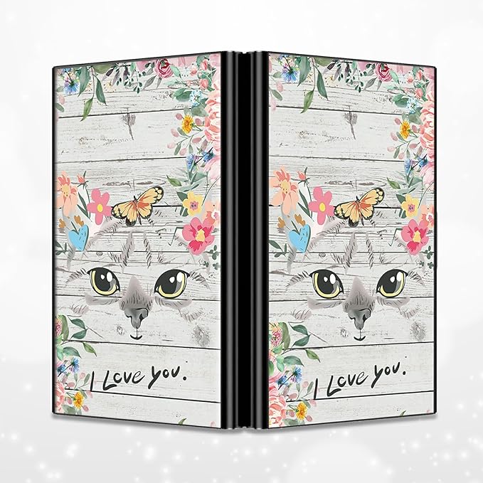 BWEGRHE Slim Credit Card Holder, Cat Flowers RFID Blocking Metal Wallet for Men & Women, Aluminum Minimalist Hard Case Pocket-Sized Business Cards Organizer (Fits Up to 10 Cards)