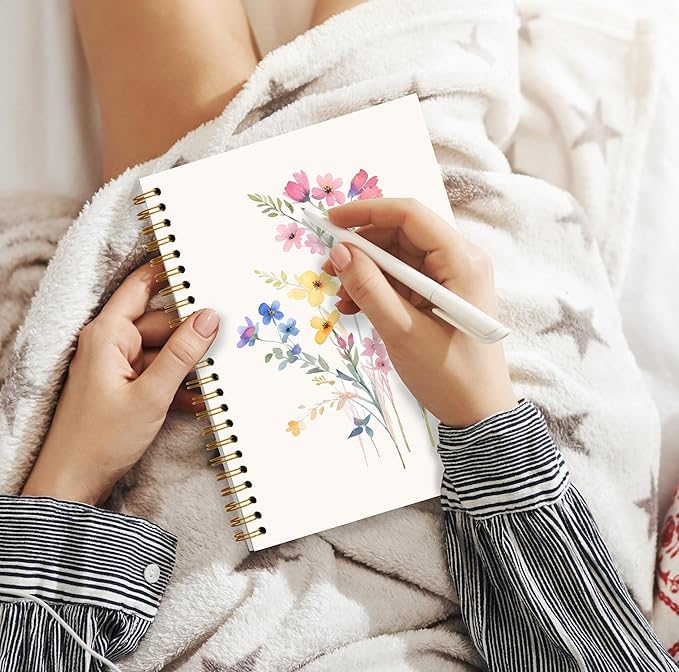 JWVK Vintage Wild Flower Botanical Plant Notebook 07,Rustic Spring Floral Cottagecore Notebook Journal for Work Office School Student Teacher,Hardcover Spiral Notebook 5.5x8.9