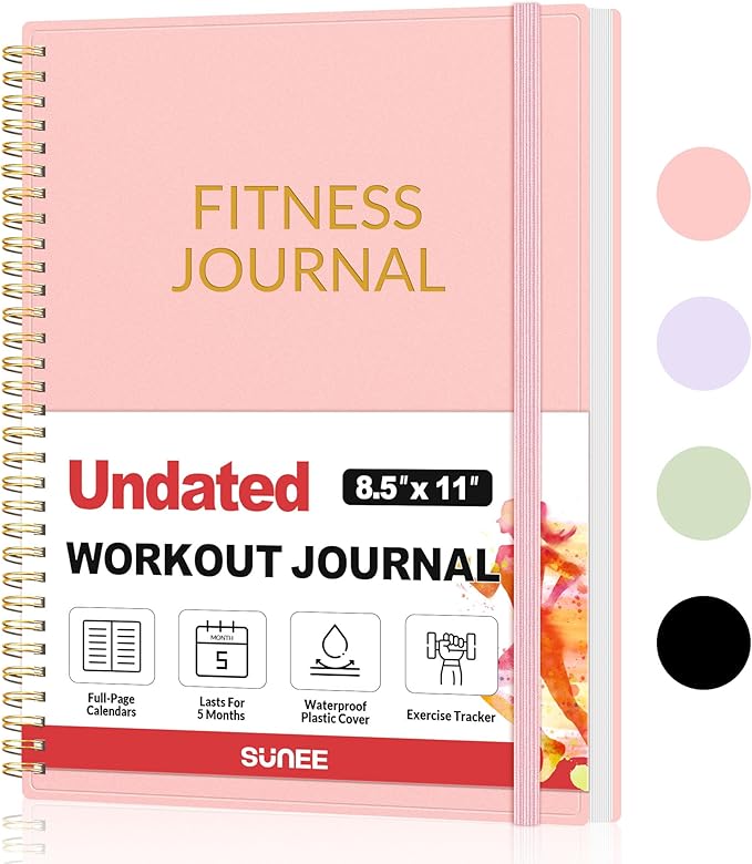 Fitness Journal Workout Planner for Women & Men, A4 (8.5" x 11") Workout Journal Log Book Planner Gift for Track Gym Essentials, Home Workouts, Track Progress, Achieve Wellness Goals, Pink