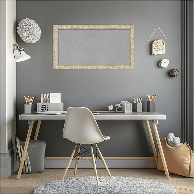 Amanti Art Silver Framed Magnetic Board 14x26 Small Vision Board for use with Magnets, 100% Metal Sheet to Display Items as Office Decor or for Home Organization in mudroom, Kitchen or Kids Room