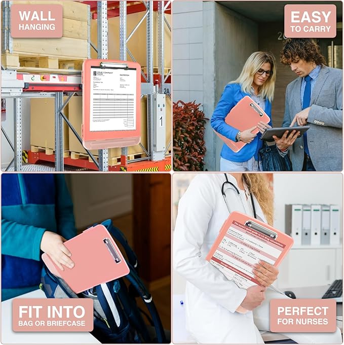 Sooez Clipboard with Storage, High Capacity Nursing Clip Board 8.5 x 11 with Pen Holder & Low Profile Clip, Plastic Clipboards Case Box, Teacher Must Haves School Office Supplies,Letter Size/ A4