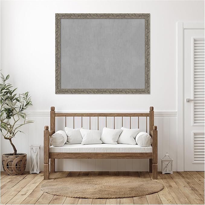 Amanti Art Silver Framed Magnetic Board 45x53 Oversize Vision Board for use with Magnets, 100% Metal Sheet to Display Items as Office Decor or for Home Organization in mudroom, Kitchen or Kids Room
