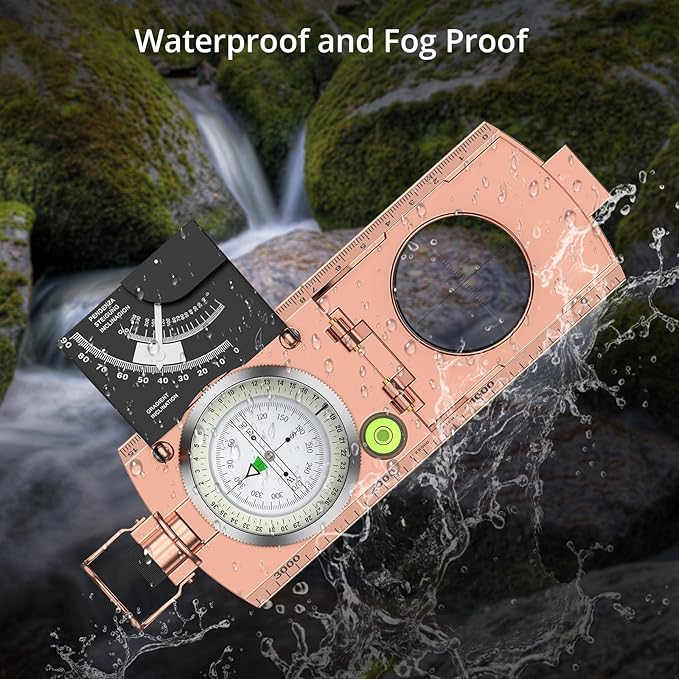 Anbte Compass Hiking Survival, IP65 Waterproof Metal Compass with Sighting Clinometer and Carry Bag, Multifunctional, Professional, for Camping Hunting Hiking Navigation