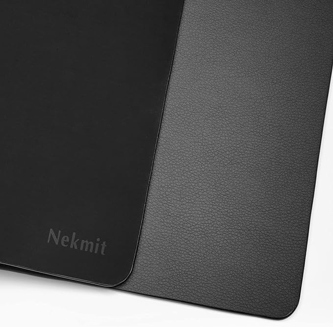 Nekmit Leather Desk Blotter Pad 24 x 14 Inches, Flat, Non-Slip, Waterproof, Black