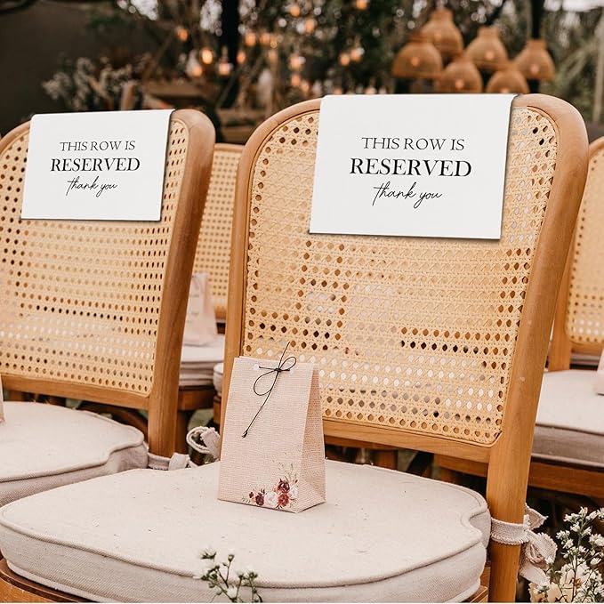 ChissNook Reserved Seating Chair Signs, This Row Is Reserved Pew Cloths Seating Placeholder for Church Pews, Wedding Decorations for Reception Parties Celebrations Event Meetings (8 PCS, White)