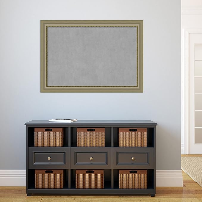 Amanti Art Silver Framed Magnetic Board 29x41 Large Vision Board for use with Magnets, 100% Metal Sheet to Display Items as Office Decor or for Home Organization in mudroom, Kitchen or Kids Room