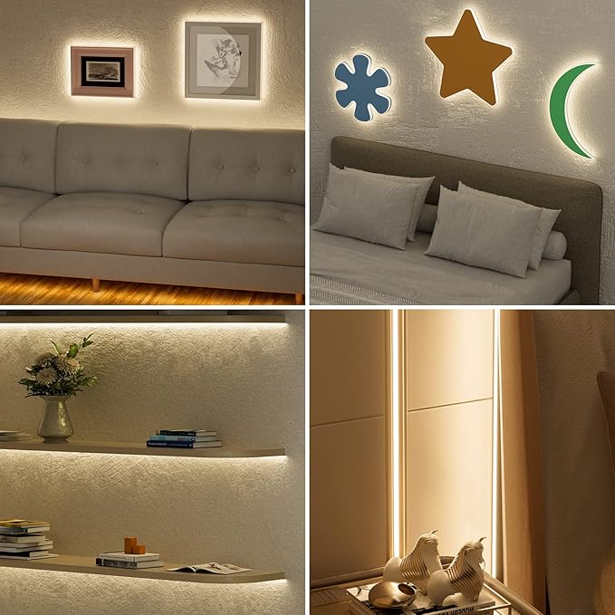 PAUTIX COB LED Strip Lights with RF Remote,UL Listed Dotless LED Lights Dimmable 3000K Warm White,Super Bright 32.8ft Flexible 24V LED Tape Light,for Kitchen Cabinets,Bed,Office Stairs Indoor Lighting