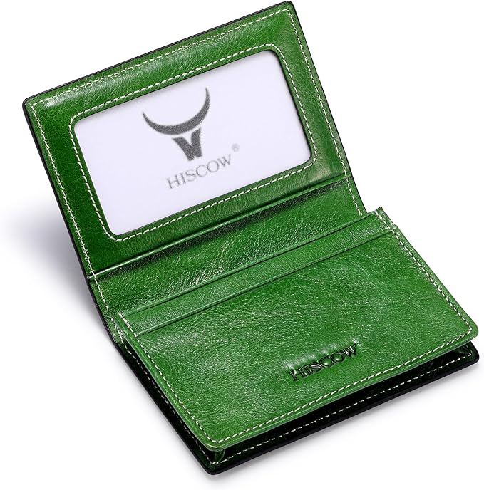 Leather Business Card Case Holder for Men & Women, Italian Calfskin